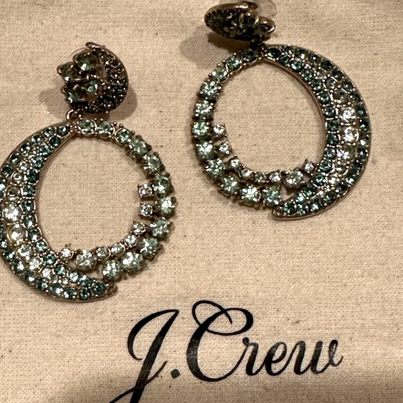 J. Crew crystal drop earrings in light pistachio color - Picture 1 of 5
